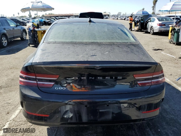 2023 Genesis Electrified G80 with VIN KMTGE4S12PU004715, listed as a Copart auction lot 46792555 with 0 mi miles and Salvage Title. Bid and sale history available at carsss.com. Image 6.