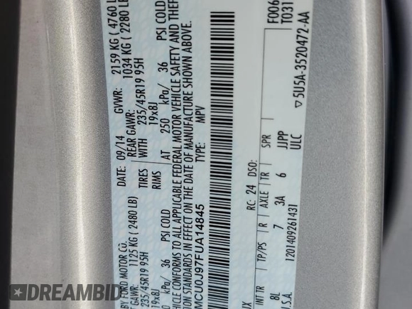 2015 Ford Escape Titanium z VIN 1FMCU0J97FUA14845, wystawiony jako Copart lot #58911445 z przebiegiem 110 437 mil mil oraz Szkoda całkowita • Salvage title. Historia ofert i sprzedaży dostępna na DreamBid. Obrazek 13.