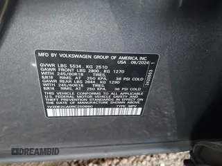 2024 Volkswagen Atlas SE with VIN 1V2DE2CA0RC250660, listed as a IAAI auction lot 42085431 with 14,268 mi miles and . Bid and sale history available at DreamBid. Image 9.