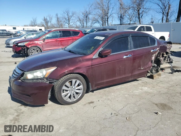 2011 Honda Accord EX-L with VIN 1HGCP3F80BA012686, listed as a Copart auction lot 46676035 with 111,022 mi miles and Salvage title. Bid and sale history available at DreamBid. Image 1.