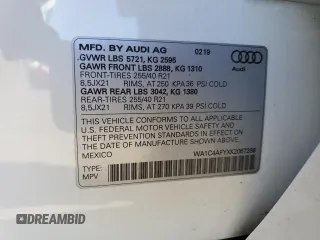 2019 Audi SQ5 Prestige with VIN WA1C4AFYXK2067288, listed as a Copart auction lot 47516904 with 28,911 mi miles and . Bid and sale history available at DreamBid. Image 13.