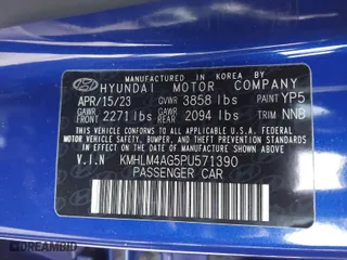 2023 Hyundai Elantra Preferred with VIN KMHLM4AG5PU571390, listed as a IAAI auction lot 41853155 with 11,584 mi miles. Bid and sale history available at carsss.com. Image 9.