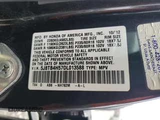 2013 Acura RDX Technology with VIN 5J8TB4H57DL013588, listed as a Copart auction lot 52813285 with 238,856 mi miles and Clean Title. Bid and sale history available at DreamBid. Image 12.