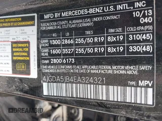 2014 Mercedes-Benz M 350 with VIN 4JGDA5JB4EA324321, listed as a IAAI auction lot 42393257 with 96,118 mi miles and . Bid and sale history available at DreamBid. Image 9.
