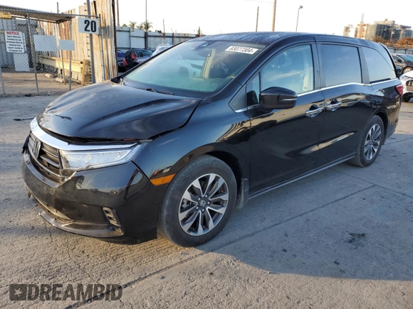 2023 Honda Odyssey EX-L with VIN 5FNRL6H66PB060032, listed as a Copart auction lot 83077304 with 15,169 mi miles and Salvage Title. Bid and sale history available at carsss.com. Image 1.