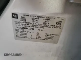 2012 GMC Terrain SLE-2 с VIN 2GKALSEK8C6233187, выставлен на аукционе Copart как лот 57779335 с пробегом 113 468 миль миль и Списание • Salvage title. История ставок и продаж доступна на DreamBid. Изображение 13.
