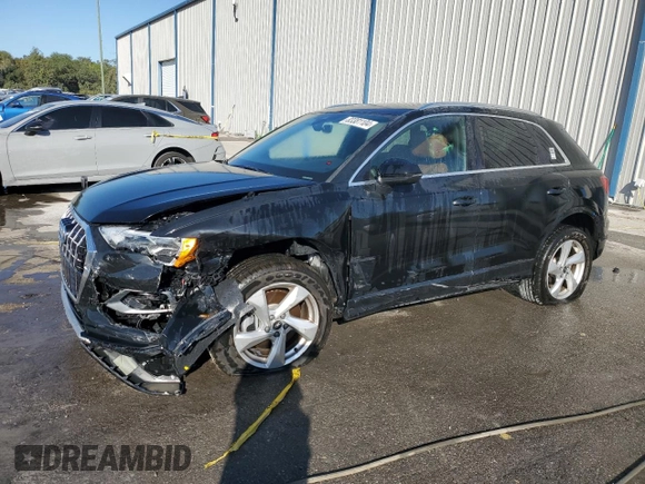 2022 Audi Q3 Premium with VIN WA1AUCF32N1001495, listed as a Copart auction lot 83381104 with 24,682 mi miles and Salvage Title. Bid and sale history available at carsss.com. Image 1.