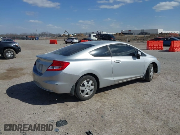 2012 Honda Civic Cpe LX with VIN 2HGFG3B52CH549698, listed as a IAAI auction lot 41818647 with 100,975 mi miles. Bid and sale history available at carsss.com. Image 4.