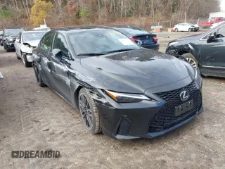 2023 Lexus IS with VIN JTHAP1D28P5003466, listed as a IAAI auction lot 40876243 with 19,989 mi miles. Bid and sale history available at carsss.com. Image 1.