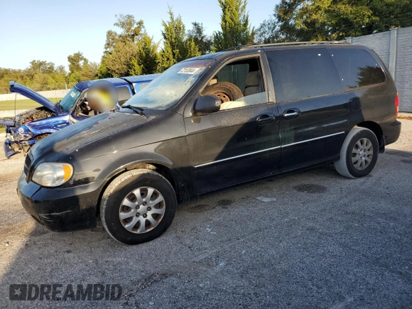 2005 Kia Sedona LX with VIN KNDUP131056640057, listed as a Copart auction lot 72153844 with 192,136 mi miles and Salvage Title. Bid and sale history available at carsss.com. Image 1.
