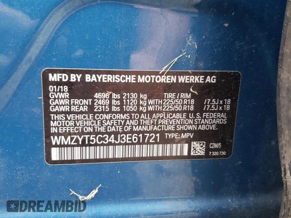 2018 MINI Countryman Cooper S with VIN WMZYT5C34J3E61721, listed as a Copart auction lot 73660274 with 0 mi miles and Salvage Title. Bid and sale history available at carsss.com. Image 12.