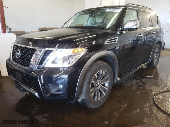 2019 Nissan Armada SL with VIN JN8AY2NDXKX010795, listed as a Copart auction lot 41389665 with NaN miles and Salvage Title. Bid and sale history available at carsss.com. Image 1.