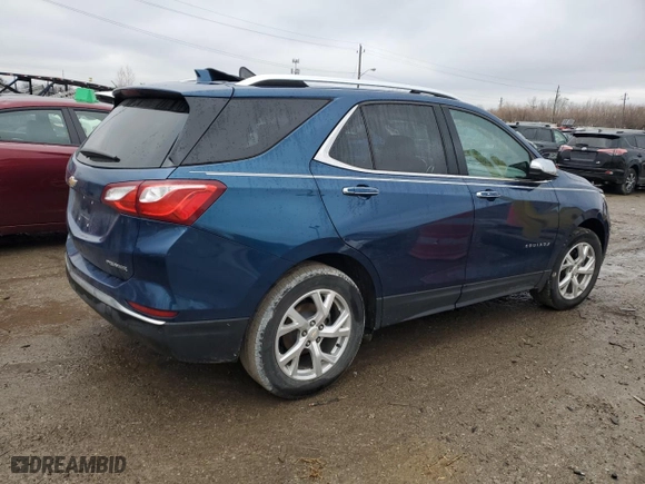2020 Chevrolet Equinox Premier with VIN 2GNAXNEV7L6179688, listed as a Copart auction lot 43816605 with 53,697 mi miles and Salvage Title. Bid and sale history available at carsss.com. Image 3.