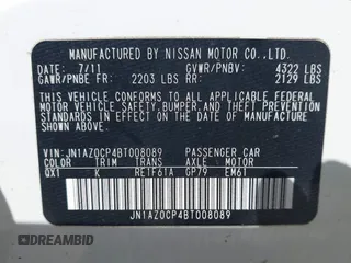 2011 Nissan LEAF SL-e with VIN JN1AZ0CP4BT008089, listed as a IAAI auction lot 41718991 with 48,598 mi miles. Bid and sale history available at carsss.com. Image 9.