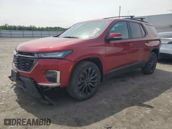 2023 Chevrolet Traverse RS z VIN 1GNEVJKW5PJ226688, wystawiony jako Copart lot #56723925 z przebiegiem 53 118 mil mil oraz Szkoda całkowita • Salvage title. Historia ofert i sprzedaży dostępna na DreamBid. Obrazek 1.