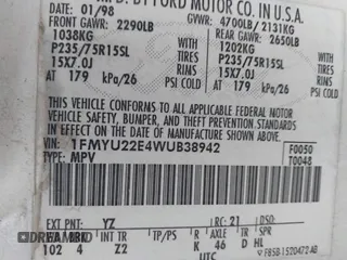 1998 Ford Explorer с VIN 1FMYU22E4WUB38942, выставлен на аукционе IAAI как лот 42188468 с пробегом 226 412 миль миль и . История ставок и продаж доступна на DreamBid. Изображение 9.
