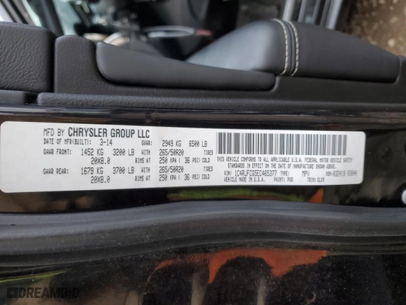 2014 Jeep Grand Cherokee Overland with VIN 1C4RJFCG5EC465377, listed as a Copart auction lot 81554874 with 202,102 mi miles and Salvage Title. Bid and sale history available at carsss.com. Image 12.