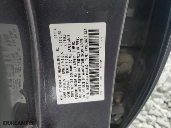 2015 Honda Accord Sedan EX-L with VIN 1HGCR3F85FA004437, listed as a Copart auction lot 52372985 with 201,983 mi miles and Salvage Title. Bid and sale history available at carsss.com. Image 12.
