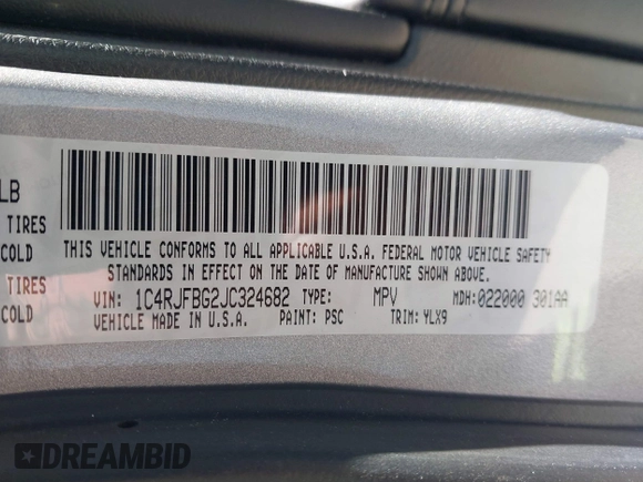 2018 Jeep Grand Cherokee Limited с VIN 1C4RJFBG2JC324682, выставлен на аукционе IAAI как лот 42253568 с пробегом 70 080 миль миль и . История ставок и продаж доступна на DreamBid. Изображение 9.