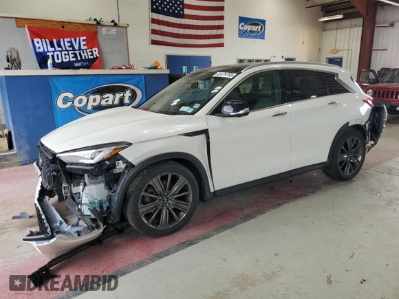 2020 Infiniti QX50 Luxe z VIN 3PCAJ5M35LF109871, wystawiony jako Copart lot #62479765 z przebiegiem 55 723 mil mil oraz Szkoda całkowita • Salvage title. Historia ofert i sprzedaży dostępna na DreamBid. Obrazek 1.