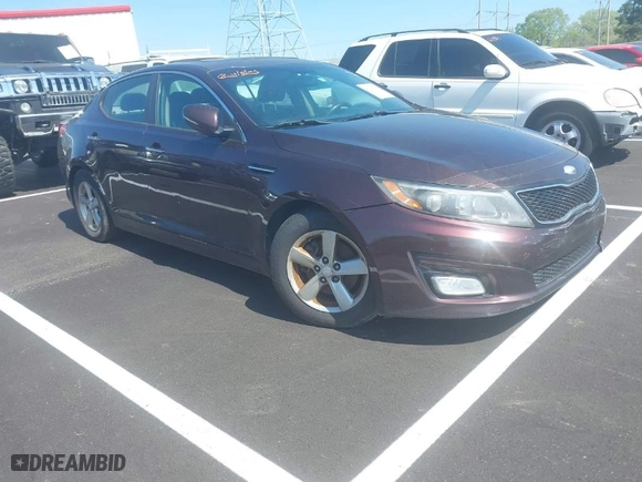 2014 Kia Optima LX with VIN 5XXGM4A77EG310738, listed as a IAAI auction lot 41990314 with 1 mi miles. Bid and sale history available at carsss.com. Image 1.