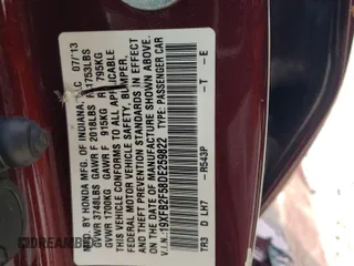 2013 Honda Civic LX z VIN 19XFB2F58DE259822, wystawiony jako Copart lot #59404415 z przebiegiem 65 523 mil mil oraz Szkoda całkowita • Salvage title. Historia ofert i sprzedaży dostępna na DreamBid. Obrazek 12.