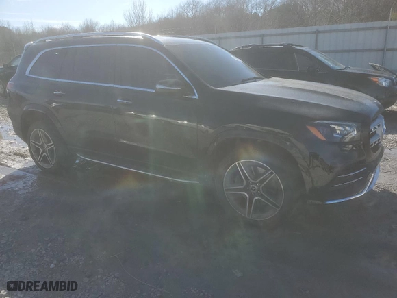 2023 Mercedes-Benz GLS with VIN 4JGFF5KE1PA967716, listed as a Copart auction lot 46681175 with 21,638 mi miles and Salvage Title. Bid and sale history available at carsss.com. Image 4.