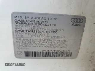 2011 Audi Q5 Premium Plus with VIN WA1LFAFP3BA044376, listed as a Copart auction lot 60174135 with 98,399 mi miles and Salvage title. Bid and sale history available at DreamBid. Image 14.