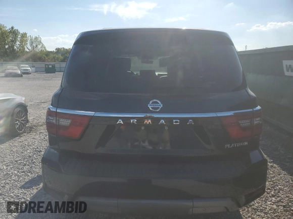 2021 Nissan Armada Platinum with VIN JN8AY2DA0M9373265, listed as a Copart auction lot 68689664 with 57,044 mi miles and Salvage Title. Bid and sale history available at carsss.com. Image 6.