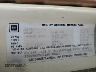 1979 GMC Vandura z VIN TGR2597506100, wystawiony jako Copart lot #51086615 z przebiegiem 25 002 mil mil oraz Tytuł czysty. Historia ofert i sprzedaży dostępna na DreamBid. Obrazek 13.