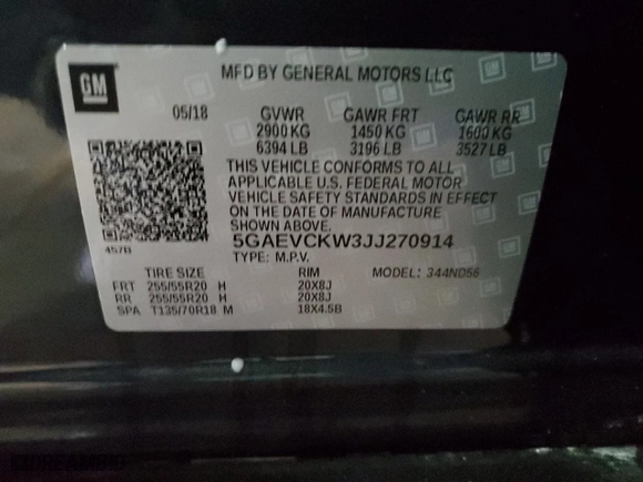 2018 Buick Enclave Avenir with VIN 5GAEVCKW3JJ270914, listed as a Copart auction lot 50425735 with 99,889 mi miles and Clean Title. Bid and sale history available at carsss.com. Image 14.