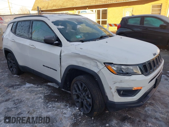 2021 Jeep Compass 80th Anniversary with VIN 3C4NJCEB4MT518183, listed as a IAAI auction lot 41355415 with 45,445 mi miles and . Bid and sale history available at carsss.com. Image 1.