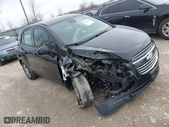 2016 Chevrolet Trax LS with VIN KL7CJKSB3GB571885, listed as a IAAI auction lot 41881298 with 87,885 mi miles. Bid and sale history available at carsss.com. Image 1.