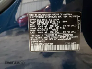 2021 Volkswagen Atlas SEL Premium with VIN 1V2TR2CA3MC509859, listed as a Copart auction lot 55265945 with 69,841 mi miles and Non repairable. Bid and sale history available at DreamBid. Image 13.