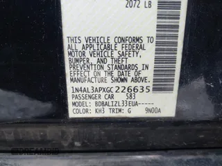 2016 Nissan Altima S with VIN 1N4AL3APXGC226635, listed as a IAAI auction lot 42005250 with 224,882 mi miles and . Bid and sale history available at DreamBid. Image 9.