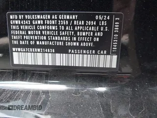 2024 Volkswagen GTI S с VIN WVWGA7CDXRW214636, выставлен на аукционе IAAI как лот 42503555 с пробегом 18 948 миль миль и . История ставок и продаж доступна на DreamBid. Изображение 9.
