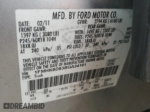 2011 Ford Explorer XLT z VIN 1FMHK8D83BGA34161, wystawiony jako Copart lot #61349825 z przebiegiem 250 382 mil mil oraz Szkoda całkowita • Salvage title. Historia ofert i sprzedaży dostępna na DreamBid. Obrazek 13.