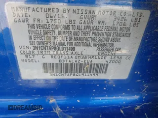 2016 Nissan Versa S Plus with VIN 3N1CN7AP8GL911499, listed as a IAAI auction lot 41990604 with Not Provided miles and . Bid and sale history available at DreamBid. Image 9.