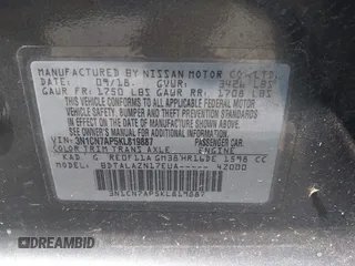 2019 Nissan Versa SV with VIN 3N1CN7AP5KL819887, listed as a IAAI auction lot 40090171 with Not provided miles and . Bid and sale history available at DreamBid. Image 9.