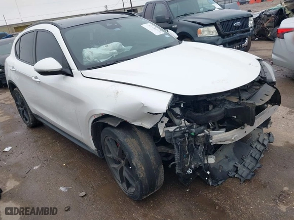 2018 Alfa Romeo Stelvio Ti Sport with VIN ZASFAKNN2J7B88396, listed as a IAAI auction lot 41446139 with 1 mi miles. Bid and sale history available at carsss.com. Image 1.