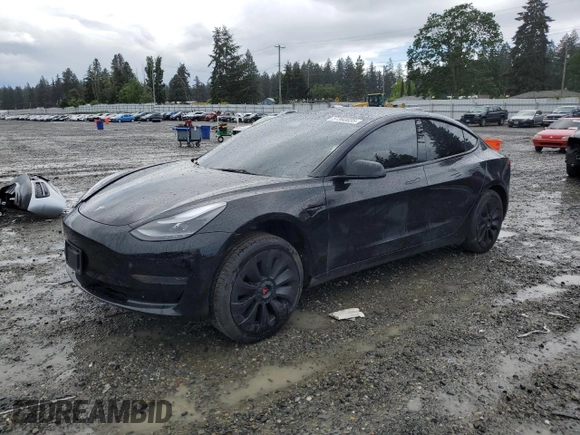 2023 Tesla Model 3 with VIN 5YJ3E1EA2PF457667, listed as a Copart auction lot 57360035 with 53,962 mi miles and Salvage title. Bid and sale history available at DreamBid. Image 1.
