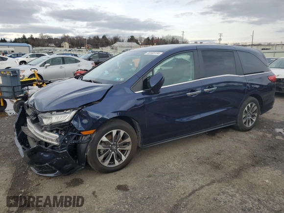 2023 Honda Odyssey EX-L with VIN 5FNRL6H69PB059019, listed as a Copart auction lot 85905154 with 33,091 mi miles and Salvage Title. Bid and sale history available at carsss.com. Image 1.