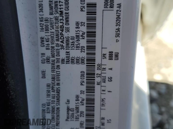 2018 Ford Fiesta SE with VIN 3FADP4BJ3JM117120, listed as a Copart auction lot 49159475 with 71,589 mi miles and Clean Title. Bid and sale history available at DreamBid. Image 14.