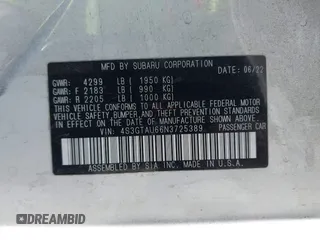2022 Subaru Impreza Limited with VIN 4S3GTAU66N3725389, listed as a IAAI auction lot 42759727 with 26,547 mi miles and . Bid and sale history available at DreamBid. Image 9.