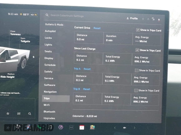 2024 Tesla Cybertruck с VIN 7G2CEHED6RA048460, выставлен на аукционе IAAI как лот 42433721 с пробегом 8 019 миль миль и . История ставок и продаж доступна на DreamBid. Изображение 7.