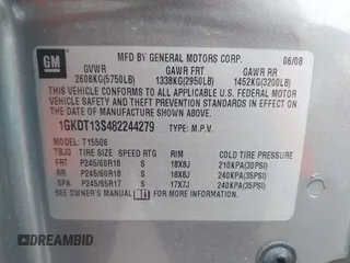2008 GMC Envoy SLE2 with VIN 1GKDT13S482244279, listed as a IAAI auction lot 42144735 with 221,682 mi miles. Bid and sale history available at carsss.com. Image 9.