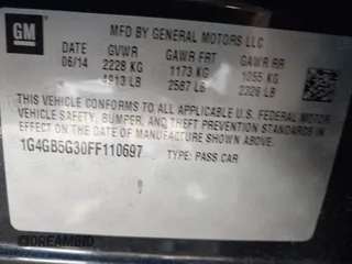 2015 Buick LaCrosse Leather with VIN 1G4GB5G30FF110697, listed as a IAAI auction lot 41331963 with 125,845 mi miles. Bid and sale history available at carsss.com. Image 9.
