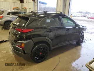 2021 Hyundai Kona Night Edition with VIN KM8K6CA57MU710395, listed as a Copart auction lot 87667725 with 77,647 mi miles and Non Repairable. Bid and sale history available at DreamBid. Image 3.