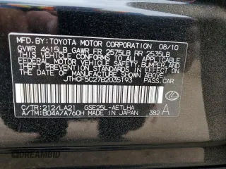 2011 Lexus IS 250 с VIN JTHCF5C27B2035193, выставлен на аукционе Copart как лот 61063405 с пробегом 123 531 миль миль и Чистый • Clean title. История ставок и продаж доступна на DreamBid. Изображение 12.