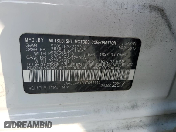 2017 Mitsubishi Outlander GT z VIN JA4JZ4AX6HZ044440, wystawiony jako Copart lot #54832955 z przebiegiem 97 467 mil mil oraz Szkoda całkowita • Salvage title. Historia ofert i sprzedaży dostępna na DreamBid. Obrazek 13.